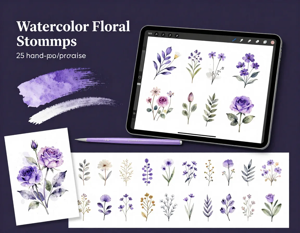 Watercolor Floral Stamps