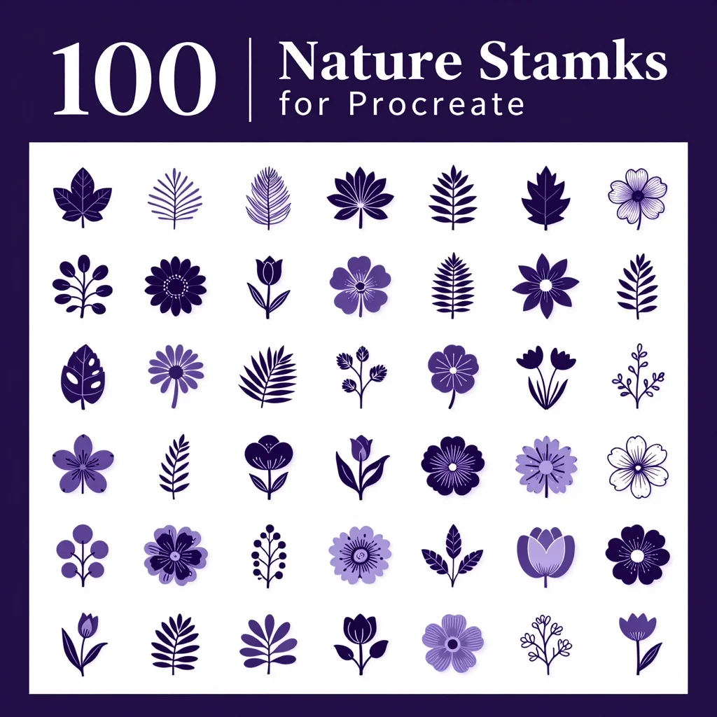 100 Procreate Flower Nature Stamps