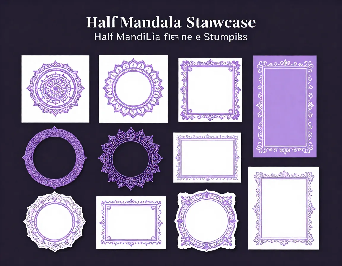 Half Mandala Frame Stamps