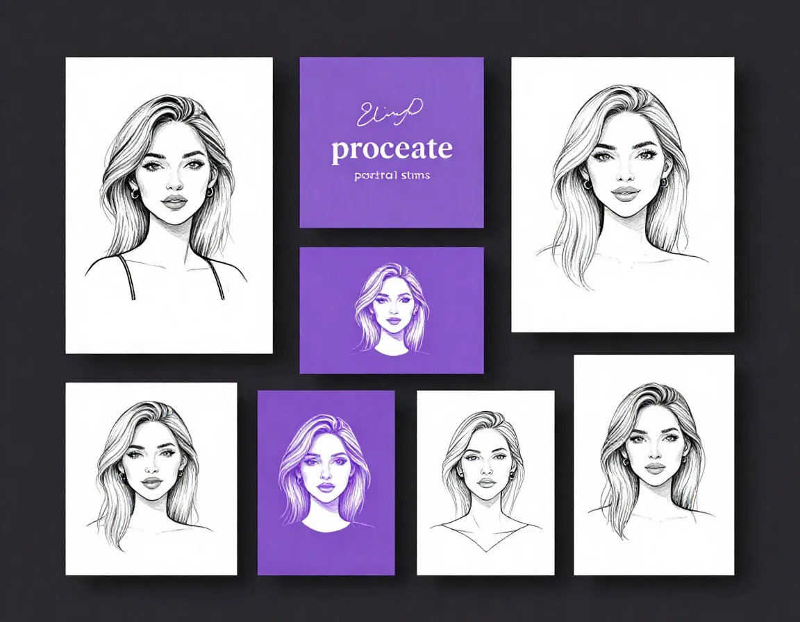 Woman Head Portrait Stamps